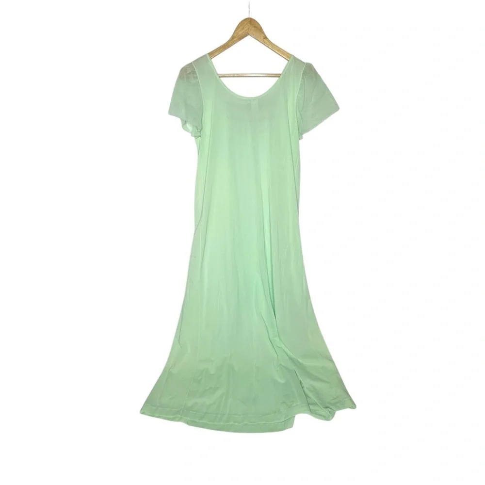 Vintage 70’s Mint Green Embroidered Nightgown by Jonathan Logan app m - Picture 3 of 9